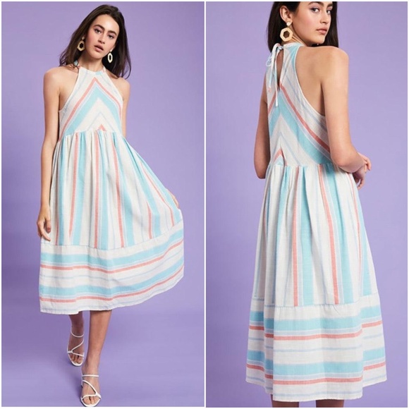 Boho Stripes Sleeveless Ruffle Pocket Dress - Picture 2 of 2